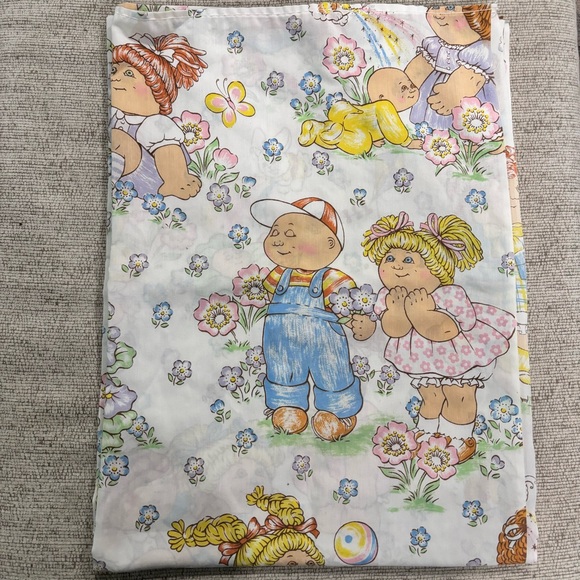 VINTAGE 80's Cabbage Patch Flat Sheet - Picture 1 of 2